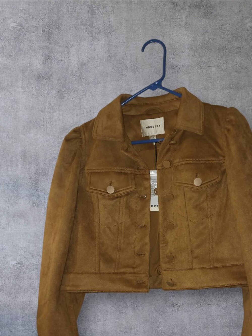 Industry Brown Faux Suede Puff Sleeve Jacket Size S